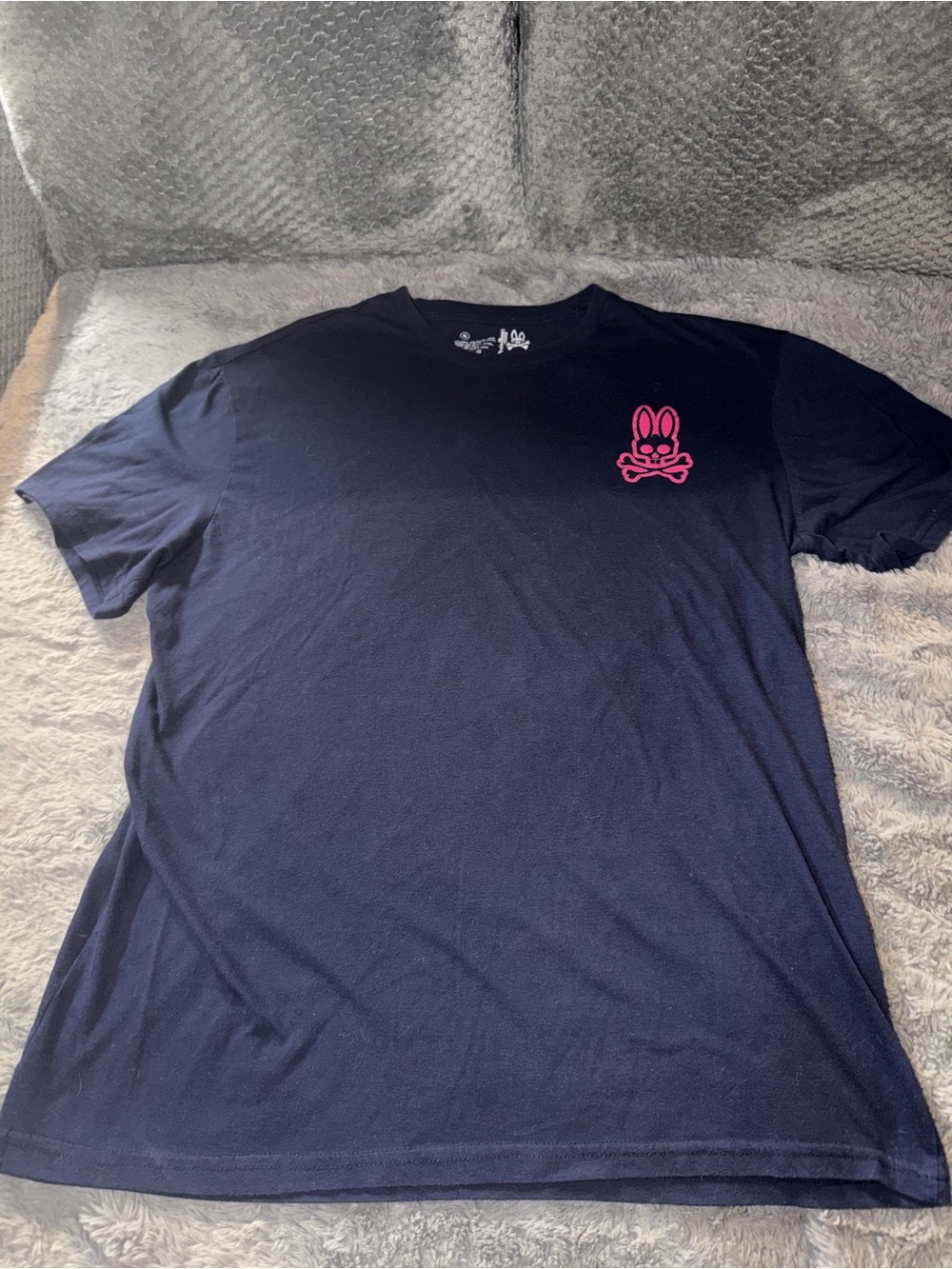 Psycho bunny Men's Navy Tee with Pink Logo